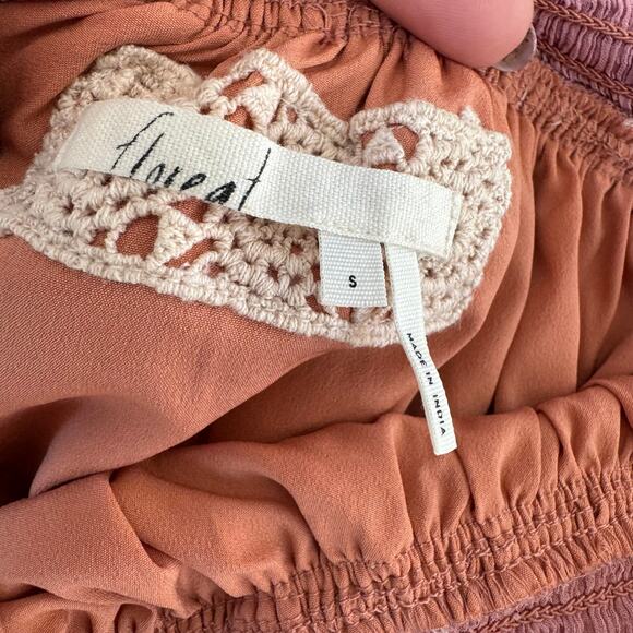 Anthropologie Floreat Orchard Pink Off Shoulder Boho Romantic Chiffon Mini Dress - Picture 7 of 10